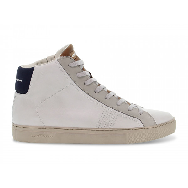 Sneakers Crime London HIGH TOP ESSENTIAL in pelle bianco e blu