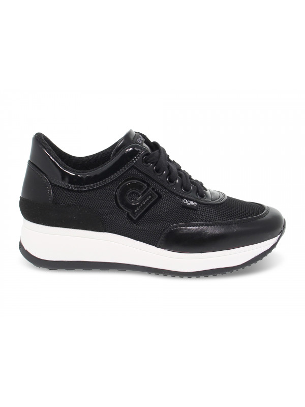Sneakers Ruco Line AGILE AUDREY in black leather - Guidi Calzature